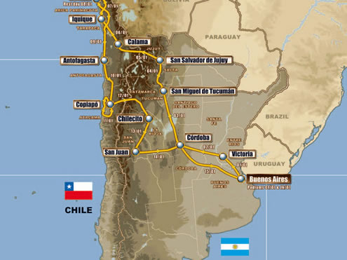 recorrido Dakar 2011 Argentina Chile